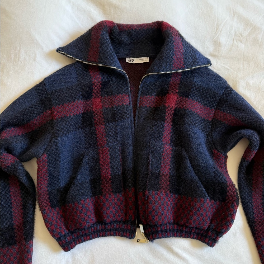 Plaid Bomber Jacket Zara S